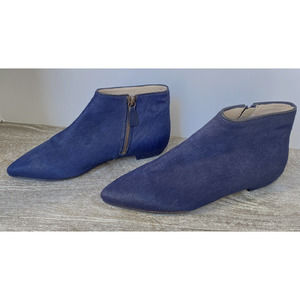 BODEN Joni Zip Up Pony Hair Bootie Navy Blue SZ 6M NWOB